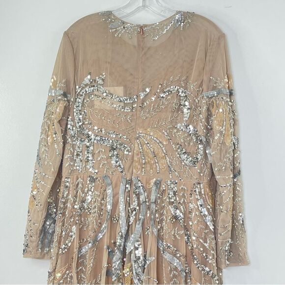 Mac Duggal 5217 Plus Size 14 Embellished Illusion Formal Evening Gown, Nude - Picture 9 of 16